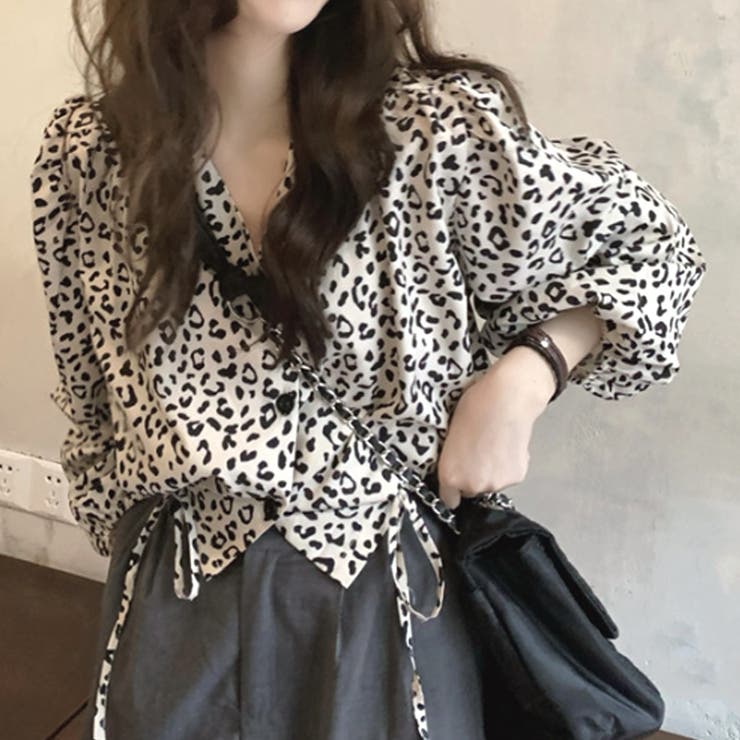 レオパード柄ブラウス レディース ショート丈トップス | Amulet | 詳細画像10 