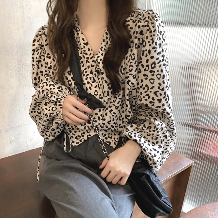 レオパード柄ブラウス レディース ショート丈トップス | Amulet | 詳細画像4 