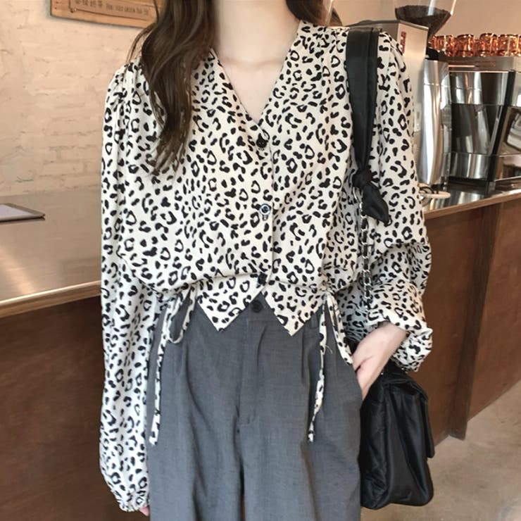 レオパード柄ブラウス レディース ショート丈トップス | Amulet | 詳細画像6 