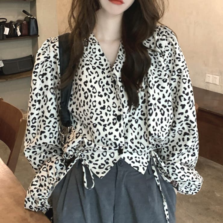 レオパード柄ブラウス レディース ショート丈トップス | Amulet | 詳細画像7 