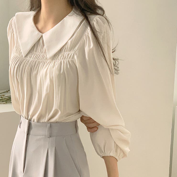 襟付きギャザーブラウス レディース トップス | Amulet | 詳細画像2 