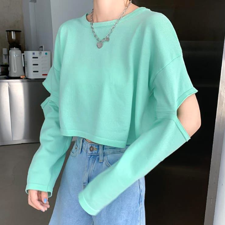 グリーン | ショート丈カットソー レディース トップス | Amulet