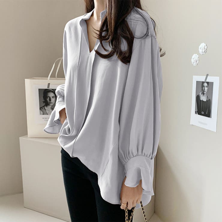 スリット入りVネックブラウス レディース トップス | Amulet | 詳細画像10 