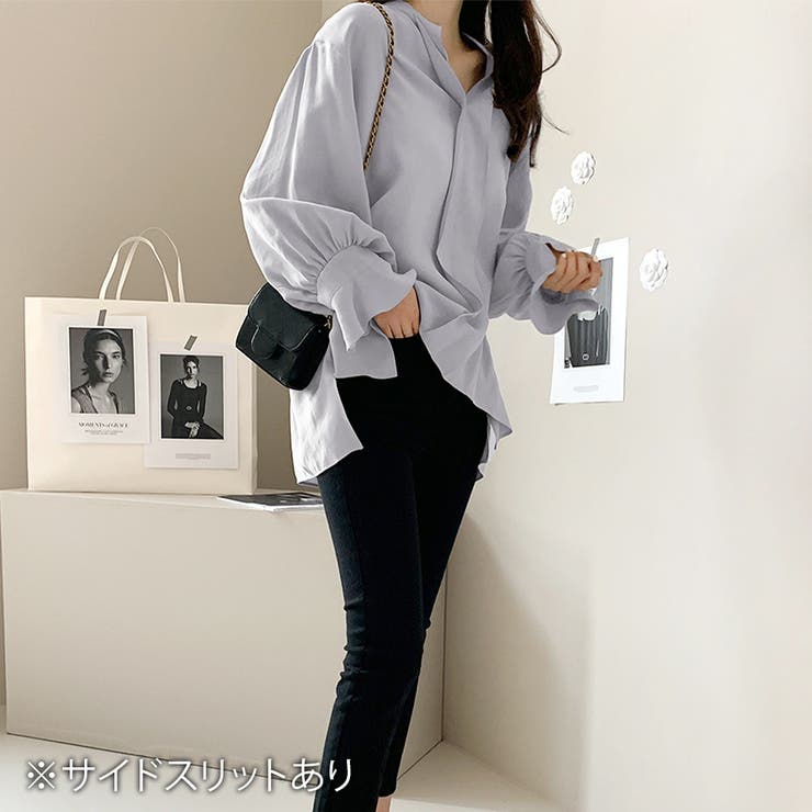 スリット入りVネックブラウス レディース トップス | Amulet | 詳細画像11 