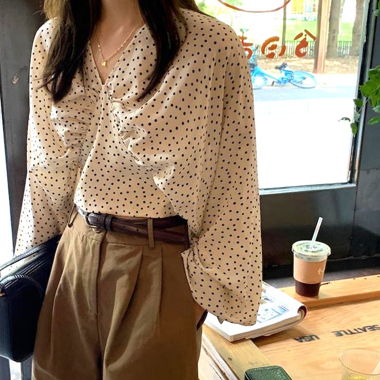 ドット柄バックリボンブラウス レディース トップス | Amulet | 詳細画像2 