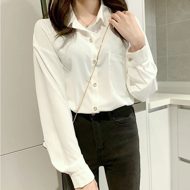 長袖シンプルシャツ ブラウス レディース | Amulet | 詳細画像6 