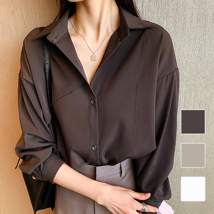 オーバーサイズシンプルシャツ ブラウス レディース | Amulet | 詳細画像1 