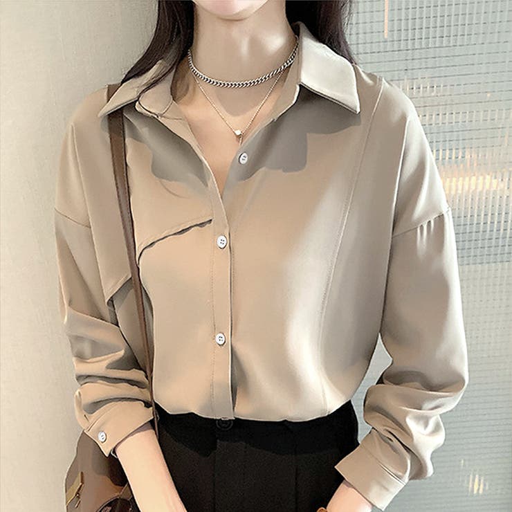 ベージュ | オーバーサイズシンプルシャツ ブラウス レディース | Amulet