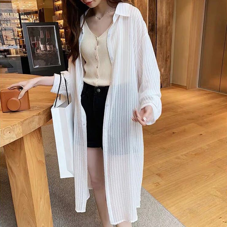 ストライプロングシャツ レディース トップス | Amulet | 詳細画像6 