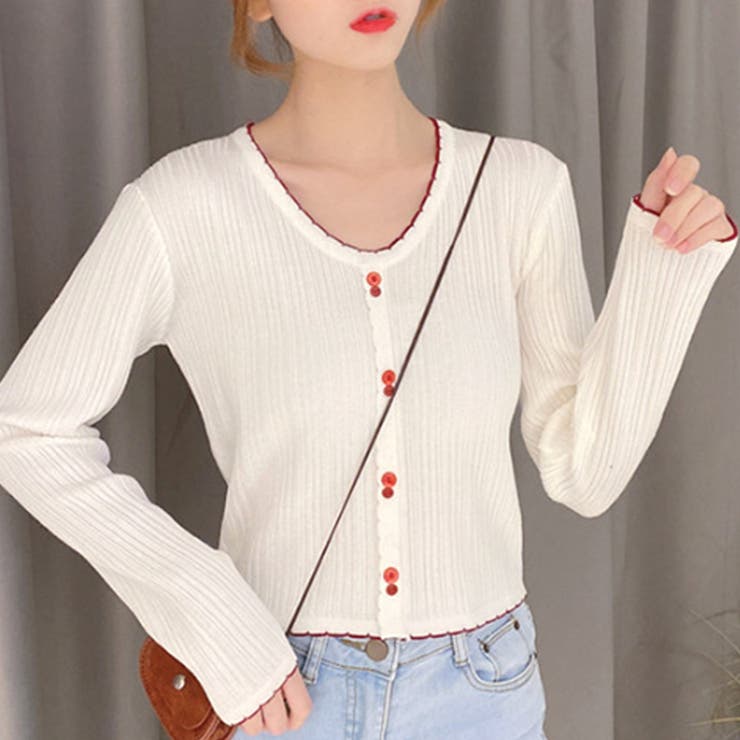 フェイクボタンリブトップス カットソー レディース | Amulet | 詳細画像2 