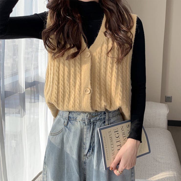 シンプルニットベスト レディース トップス | Amulet | 詳細画像12 