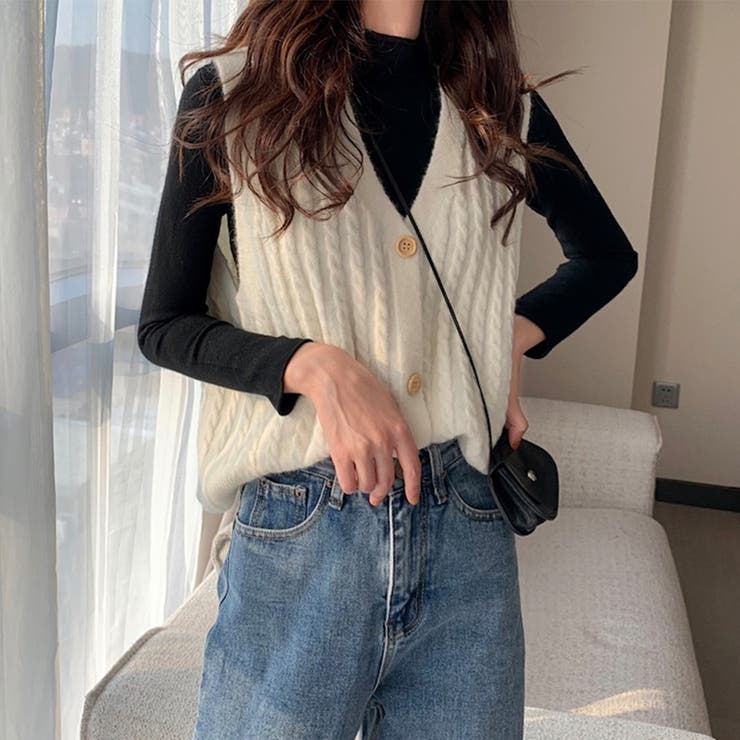 シンプルニットベスト レディース トップス | Amulet | 詳細画像15 