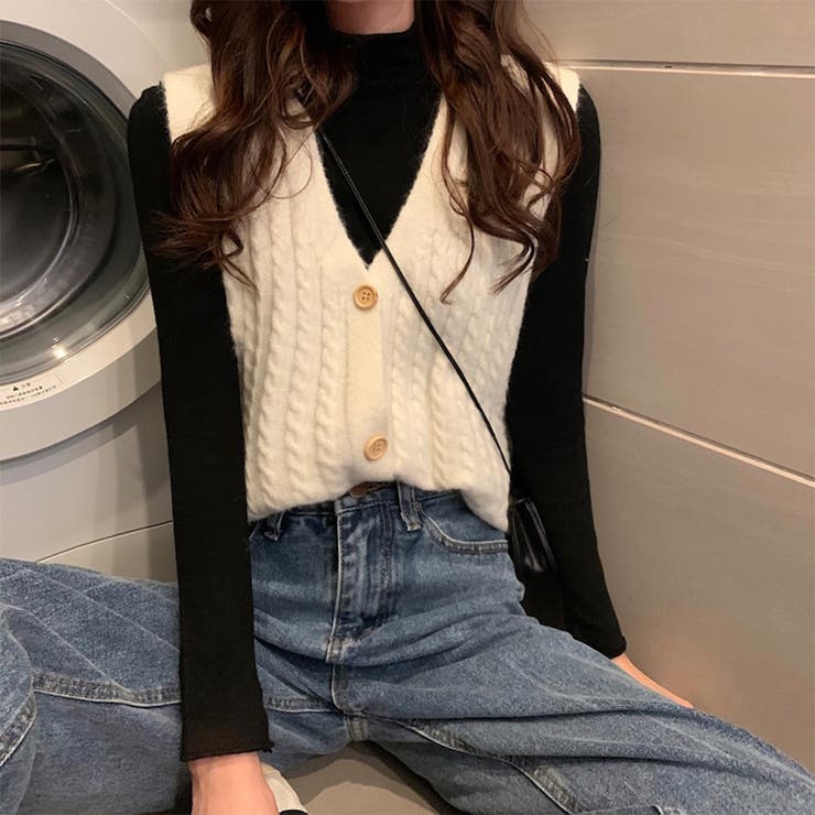 シンプルニットベスト レディース トップス | Amulet | 詳細画像3 