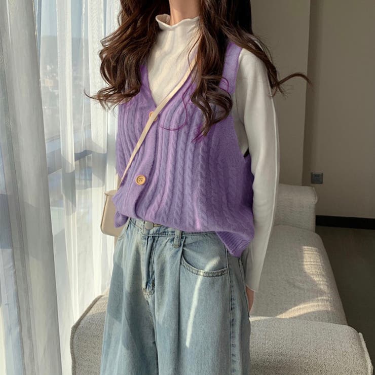 シンプルニットベスト レディース トップス | Amulet | 詳細画像4 