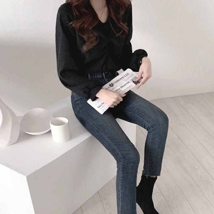 Vネックツイストブラウス レディース オフィス | Amulet | 詳細画像10 