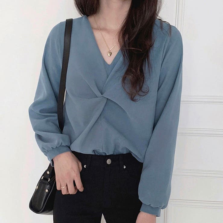 Vネックツイストブラウス レディース オフィス | Amulet | 詳細画像2 