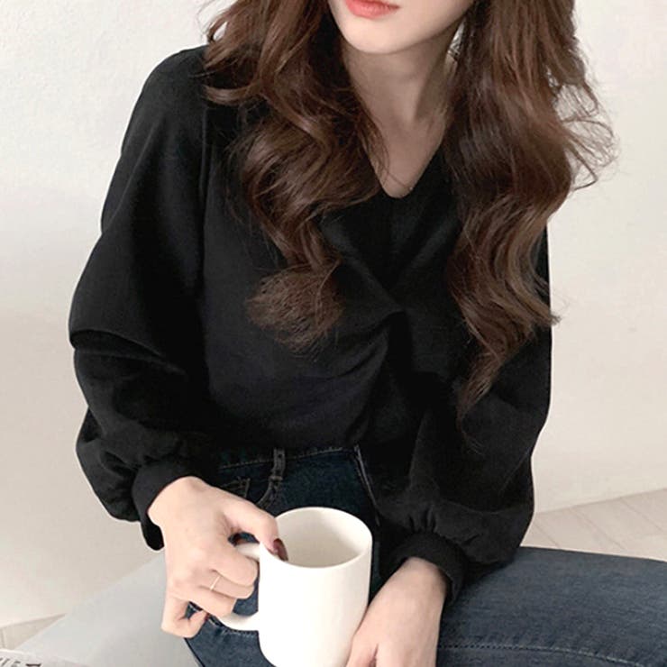 Vネックツイストブラウス レディース オフィス | Amulet | 詳細画像3 