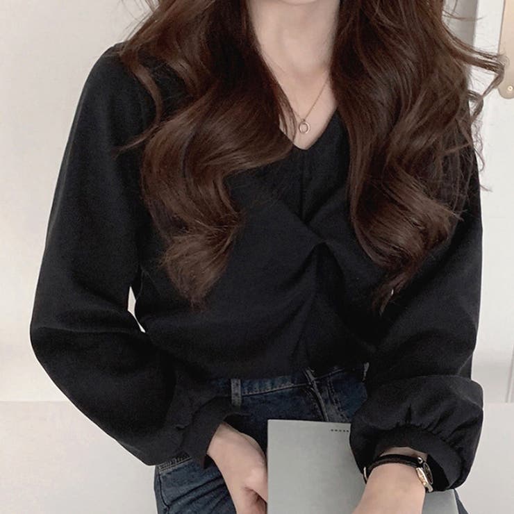 Vネックツイストブラウス レディース オフィス | Amulet | 詳細画像7 