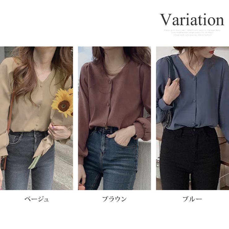 Vネックフェミニンブラウス シャツ レディース | Amulet | 詳細画像5 