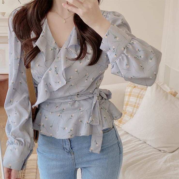 Vネック花柄ブラウス レディース トップス | Amulet | 詳細画像7 