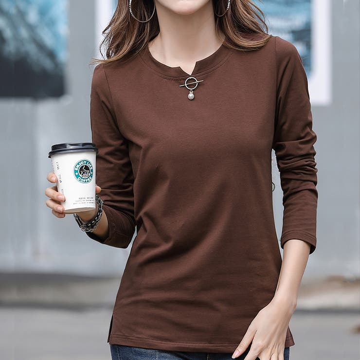 ブラウン | ワンポイントカットソー レディース トップス | Amulet