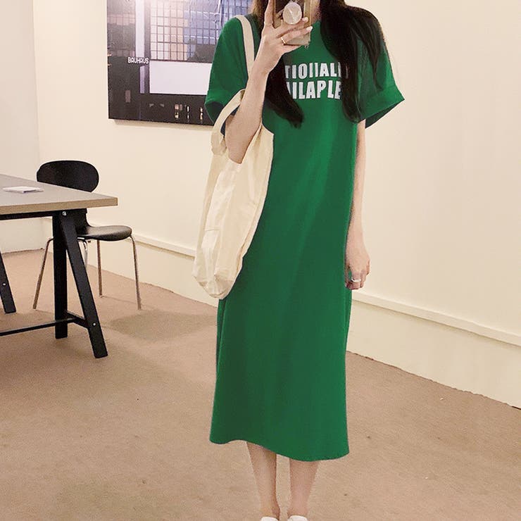 半袖ロゴ付きロングワンピース レディース 10代 | Amulet | 詳細画像2 