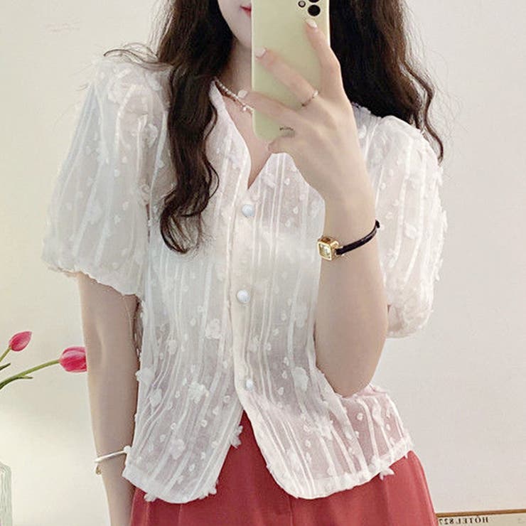 半袖パフスリーブブラウス レディース 半袖 | Amulet | 詳細画像4 