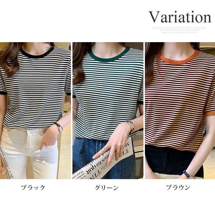 ボーダー半袖カットソー レディース トップス | Amulet | 詳細画像5 