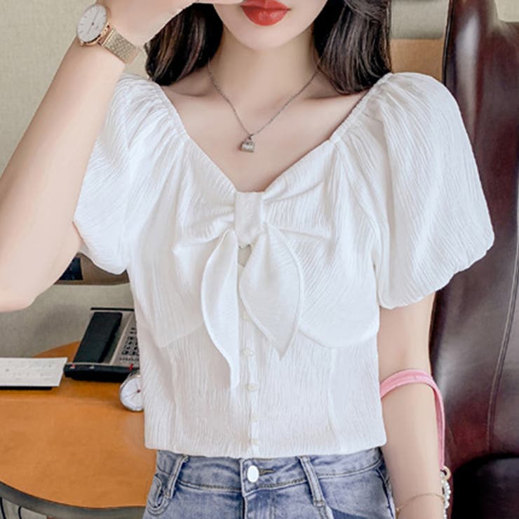 リボンオフショルダーブラウス レディース トップス | Amulet | 詳細画像12 