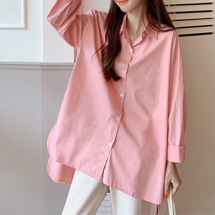 ピンク | サイドスリットリボンブラウス レディース トップス | Amulet