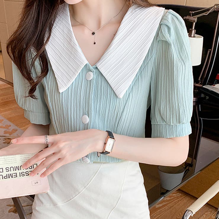 バイカラーフェミニンブラウス レディース トップス | Amulet | 詳細画像16 