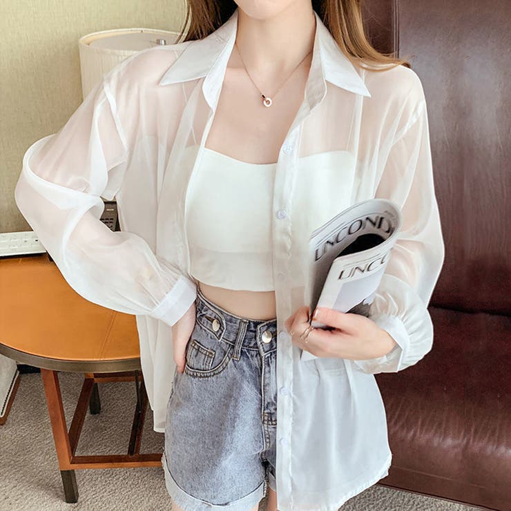激安！特価品 シースルー長袖シャツ レディース トップス[品番：AMSW1777592 トップス