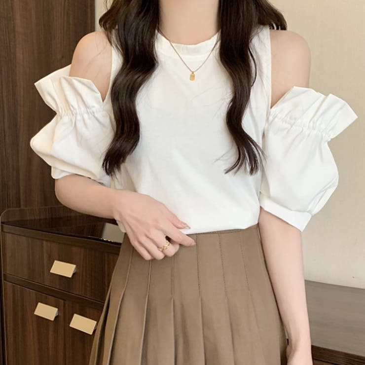 オープンショルダーブラウス 春 夏服 | Amulet | 詳細画像7 