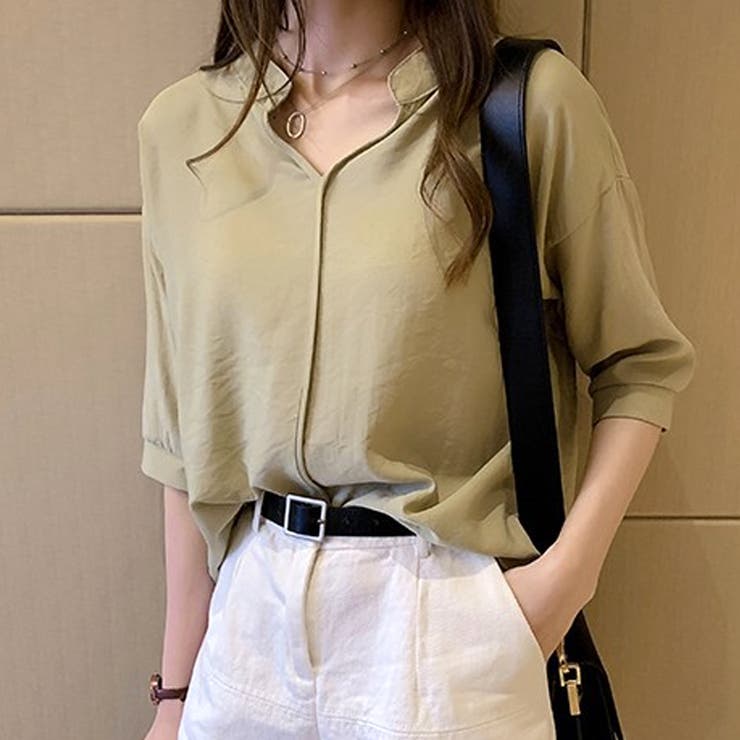 スキッパーブラウス レディース カジュアル | Amulet | 詳細画像8 