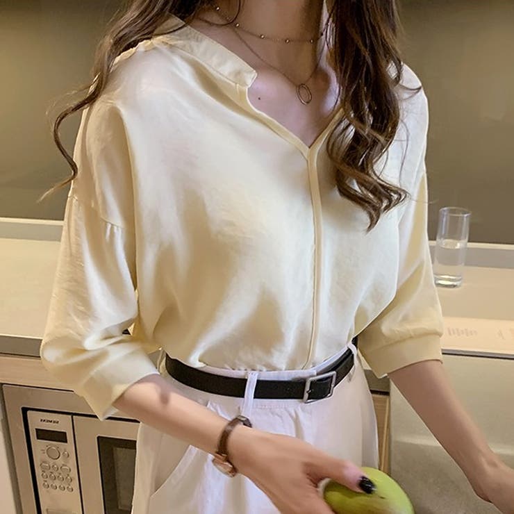 イエロー | スキッパーブラウス レディース カジュアル | Amulet