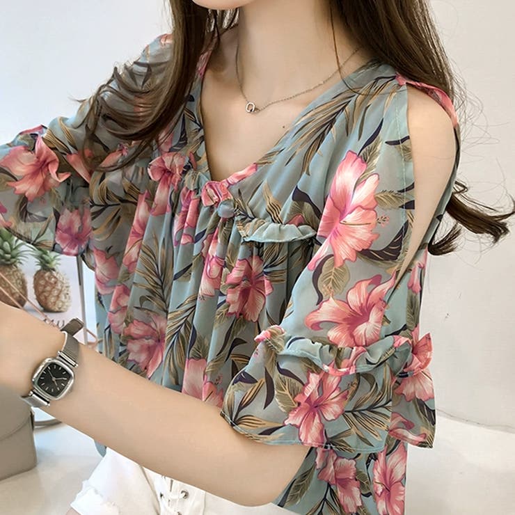 ボタニカルシフォントップス レディース カジュアル | Amulet | 詳細画像12 