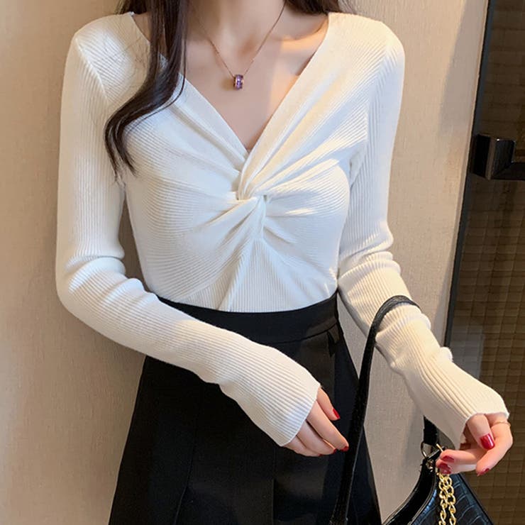 ホワイト | ツイストリブニット 春 秋 | Amulet