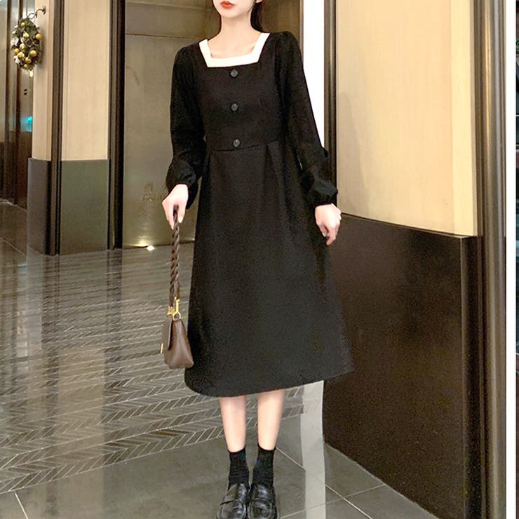 スクエアネックワンピース 春 秋 | Amulet | 詳細画像3 