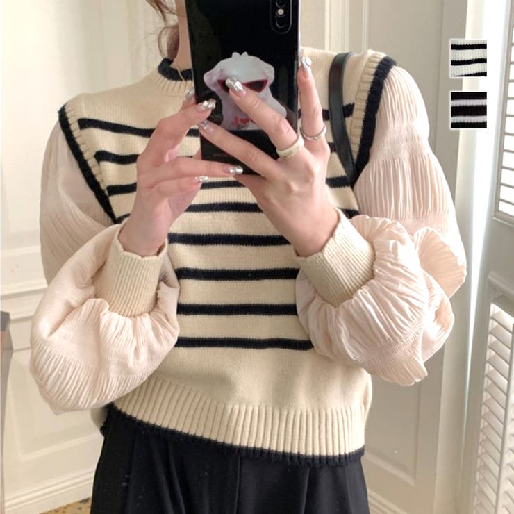 パフスリーブドッキングカットソー 秋 冬 | Amulet | 詳細画像1 