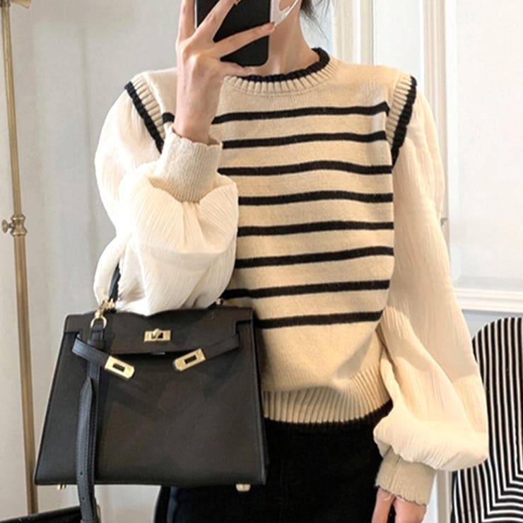 パフスリーブドッキングカットソー 秋 冬 | Amulet | 詳細画像11 