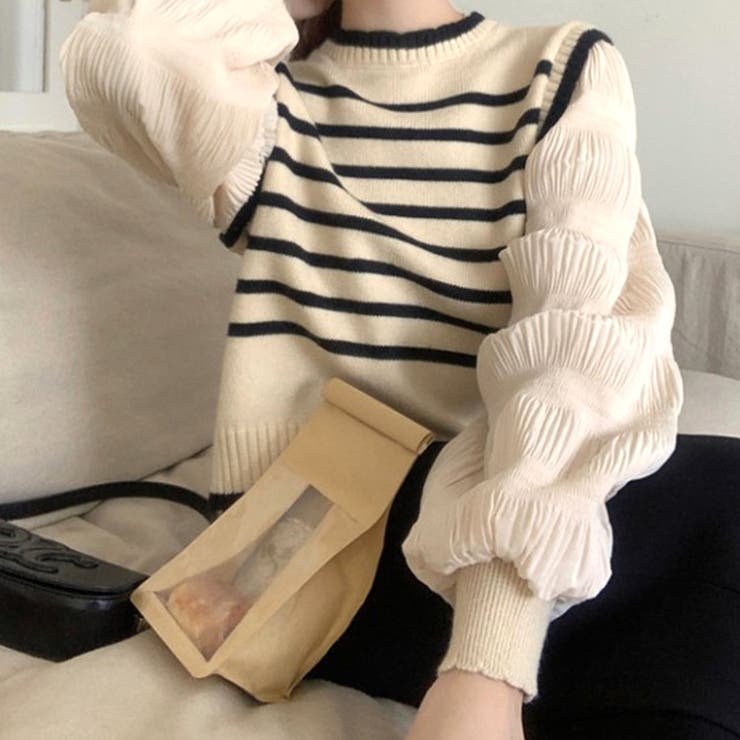 パフスリーブドッキングカットソー 秋 冬 | Amulet | 詳細画像2 