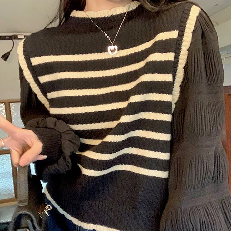 パフスリーブドッキングカットソー 秋 冬 | Amulet | 詳細画像3 