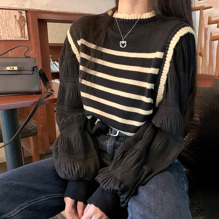 パフスリーブドッキングカットソー 秋 冬 | Amulet | 詳細画像9 