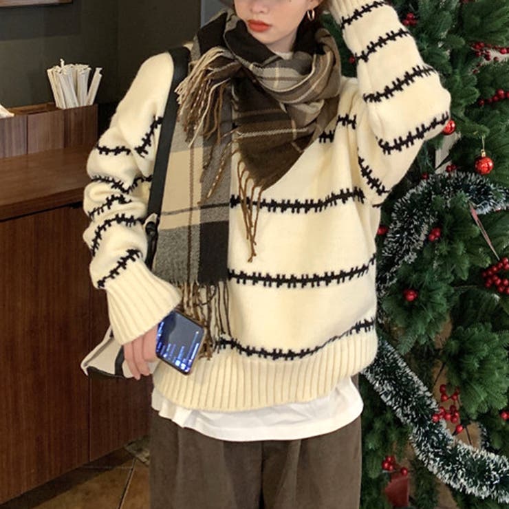 ふわふわボーダーニット 秋 冬 | Amulet | 詳細画像11 