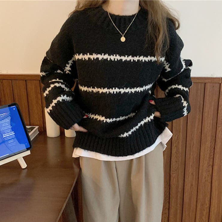 ふわふわボーダーニット 秋 冬 | Amulet | 詳細画像15 