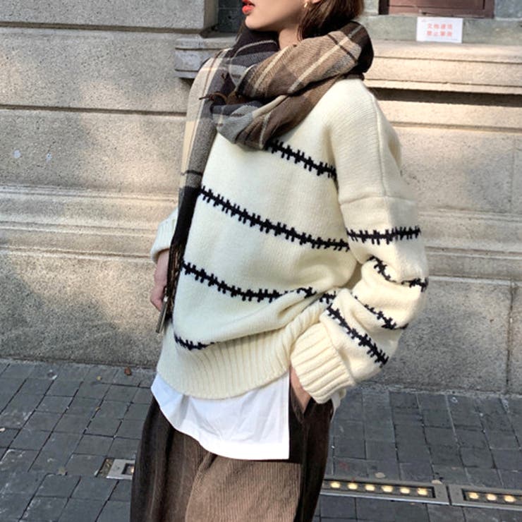 ふわふわボーダーニット 秋 冬 | Amulet | 詳細画像2 