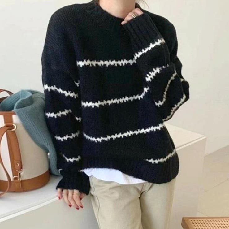 ふわふわボーダーニット 秋 冬 | Amulet | 詳細画像3 