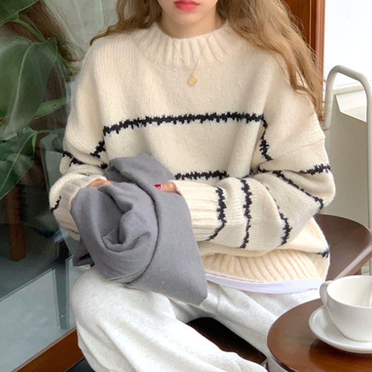 ふわふわボーダーニット 秋 冬 | Amulet | 詳細画像4 