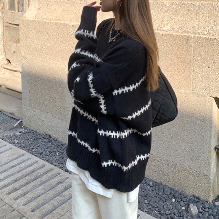 ふわふわボーダーニット 秋 冬 | Amulet | 詳細画像9 