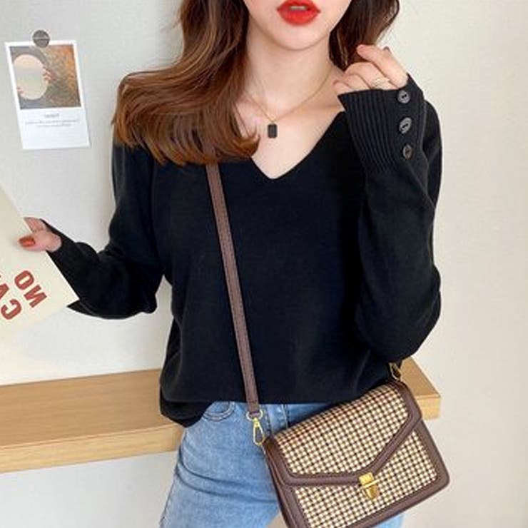 Vネックニットセーター レディース 10代 | Amulet | 詳細画像13 